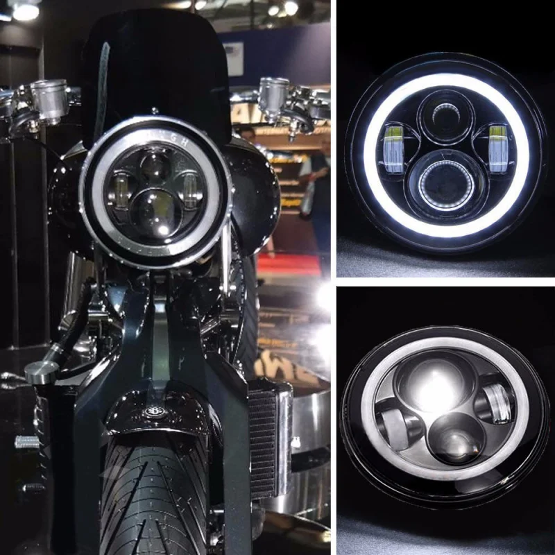 Faduies 7 дюймов светодиодный фары зеленый/синий Halo Кольцо угол глаза дальнего света для Harley мотоцикл " светодиодный фар