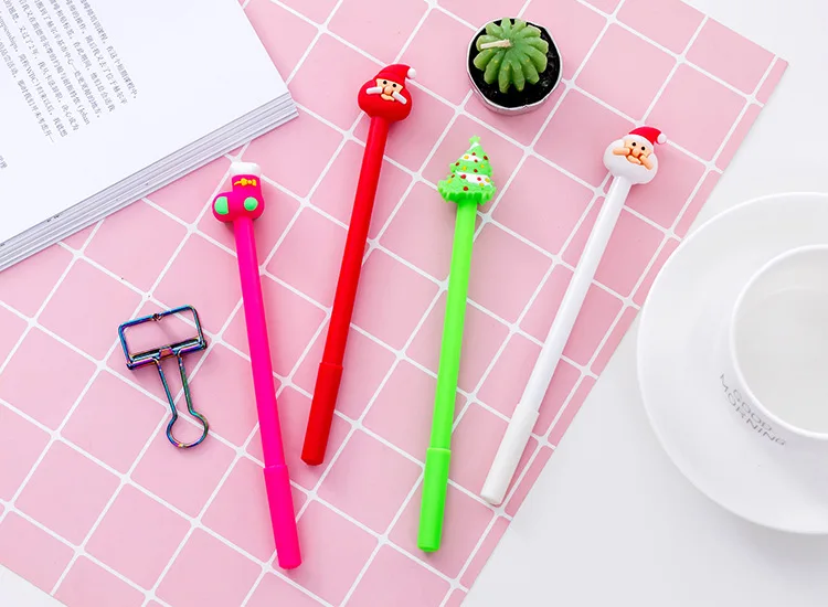 

36 PCs Santa Solid Head Christmas Neutral Pen 0.5 Mm Smooth Black Student Stationery Neutral Wholesale Factory Cute Pen