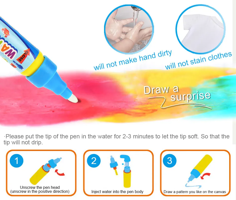 100*70 см воды Мат Рисунок Doodle доска с волшебной ручкой воды Магия живописи инструкция игрушки для детей детская