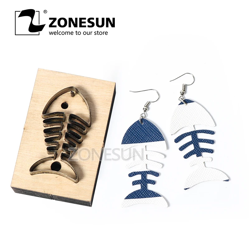ZONESUN Fishbone кожаные серьги для резки штампованной бумаги художественный инструмент для украшения кожи для высечки машины комплект «сделай сам» резак