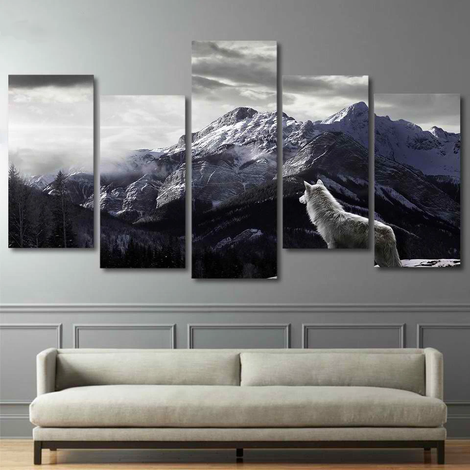 

5 Pieces HD Canvas Painting Print Animal Wolf Modular For Modern Decorative Bedroom Living Room Home Wall Art Decor