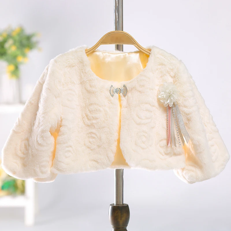 

Baby Girls flowers Girls Bolero Liight champagne Flowers Long Sleeve Jacket For Wedding Dress Party Girls Clothes Outerwear