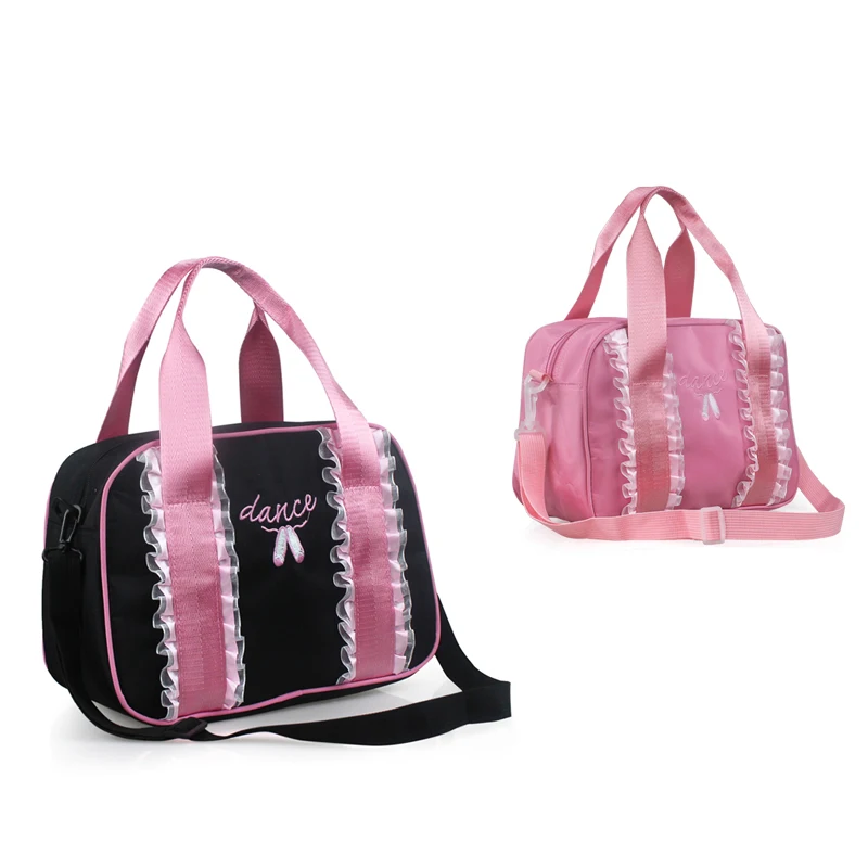 Взрослый женский черный/розовый балетный рюкзак с вышивкой для девочек, кружевная сумка для дискотеки для балета, Детские сумочки с
