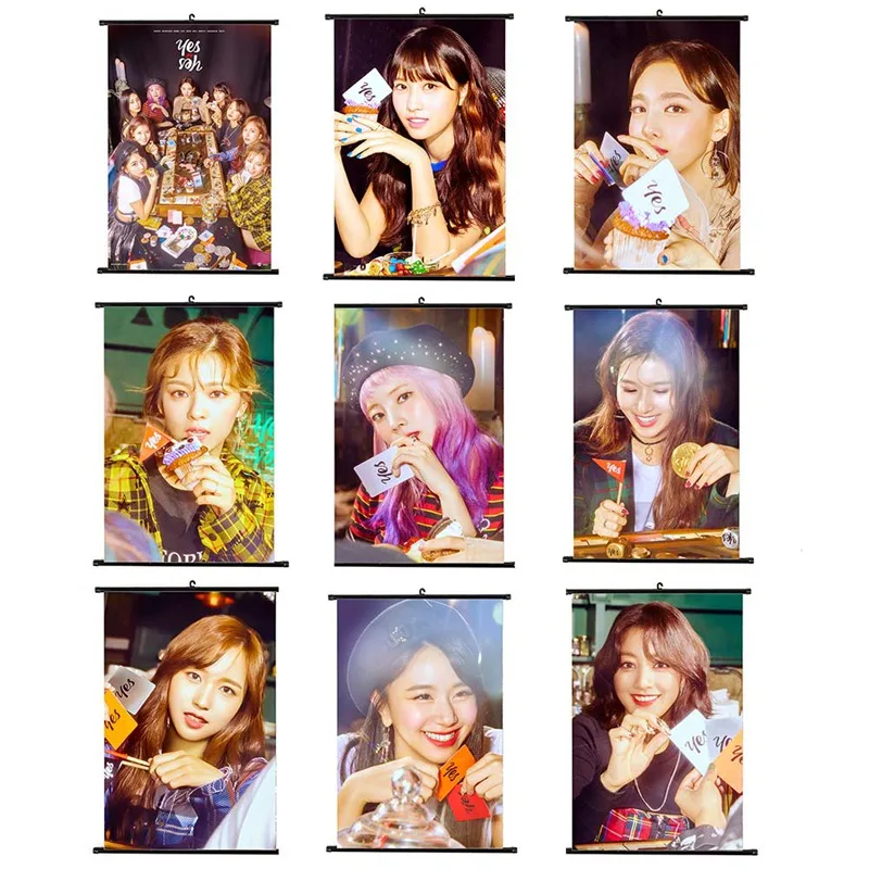 

K-pop TWICE New Ablum Yes Or Yes Poster High Quality Hang Up Cloth Photo Scroll Painting Stationery Set