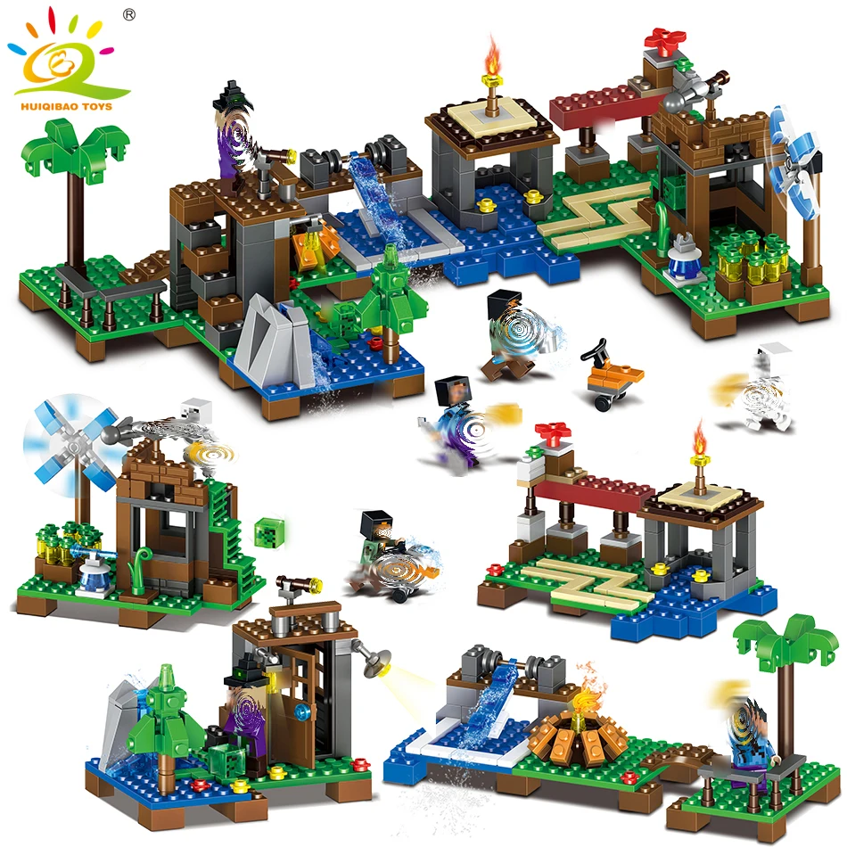 400 шт. 4in1 Minecrafted лес ветер здание блоки, совместимые город Скелет фигуры кирпичные образование игрушечные лошадки для детей