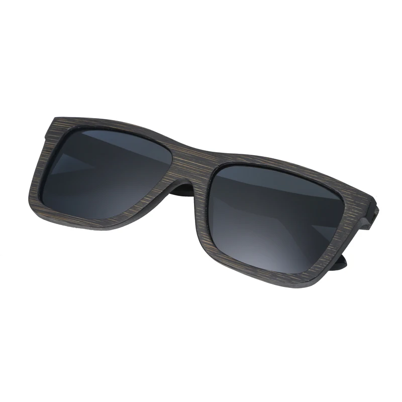 BerWer Новая черная оправа бамбуковые солнцезащитные очки поляризованные линзы деревянные солнцезащитные очки - Цвет линз: black lens