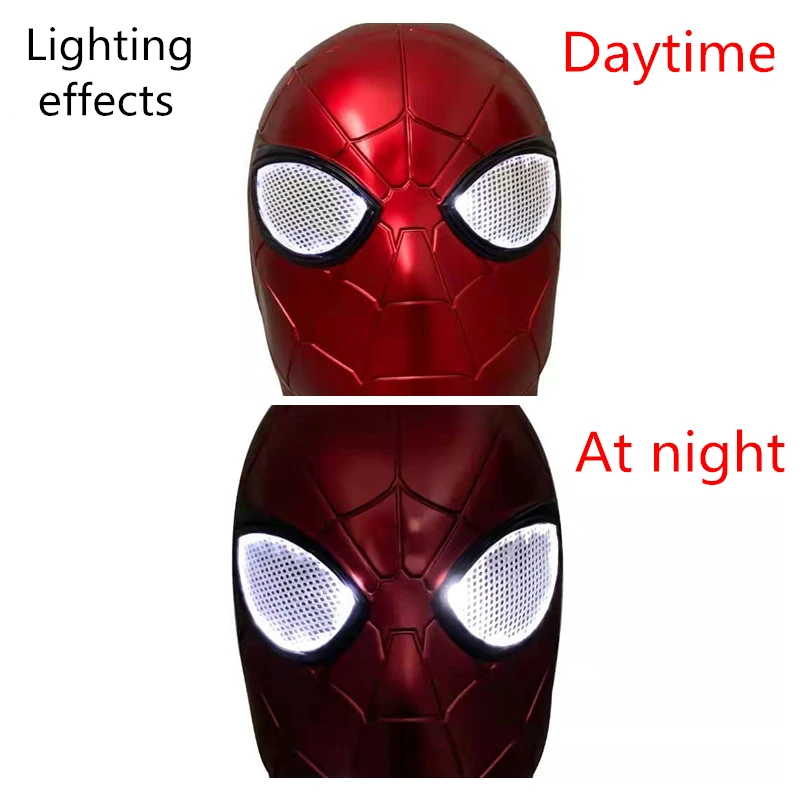 Yacn Spiderman PVC Mask Spider-Man Far From Home Spider Man LED light for Adult Headgear Superhero Cosplay Accessory Props