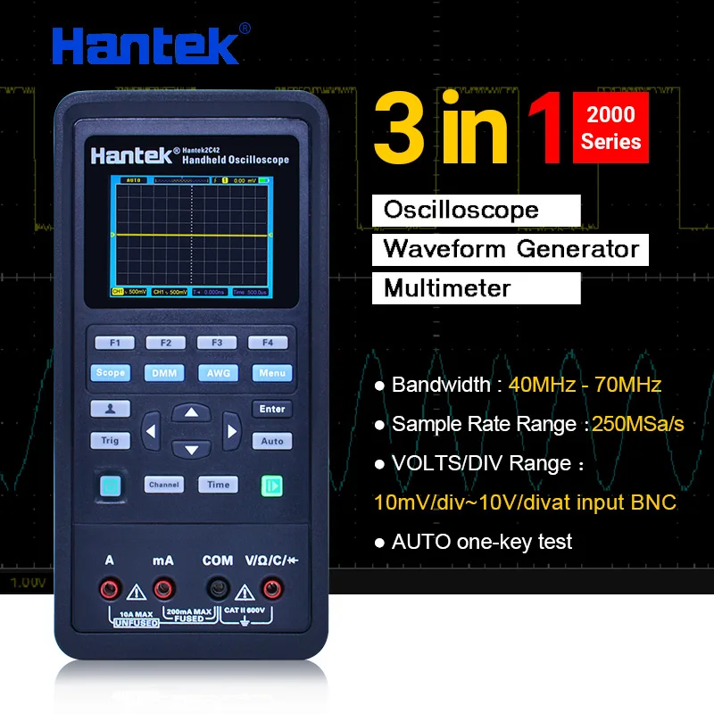 Digital Oscilloscope+Waveform Generator+Multimeter Portable USB 2