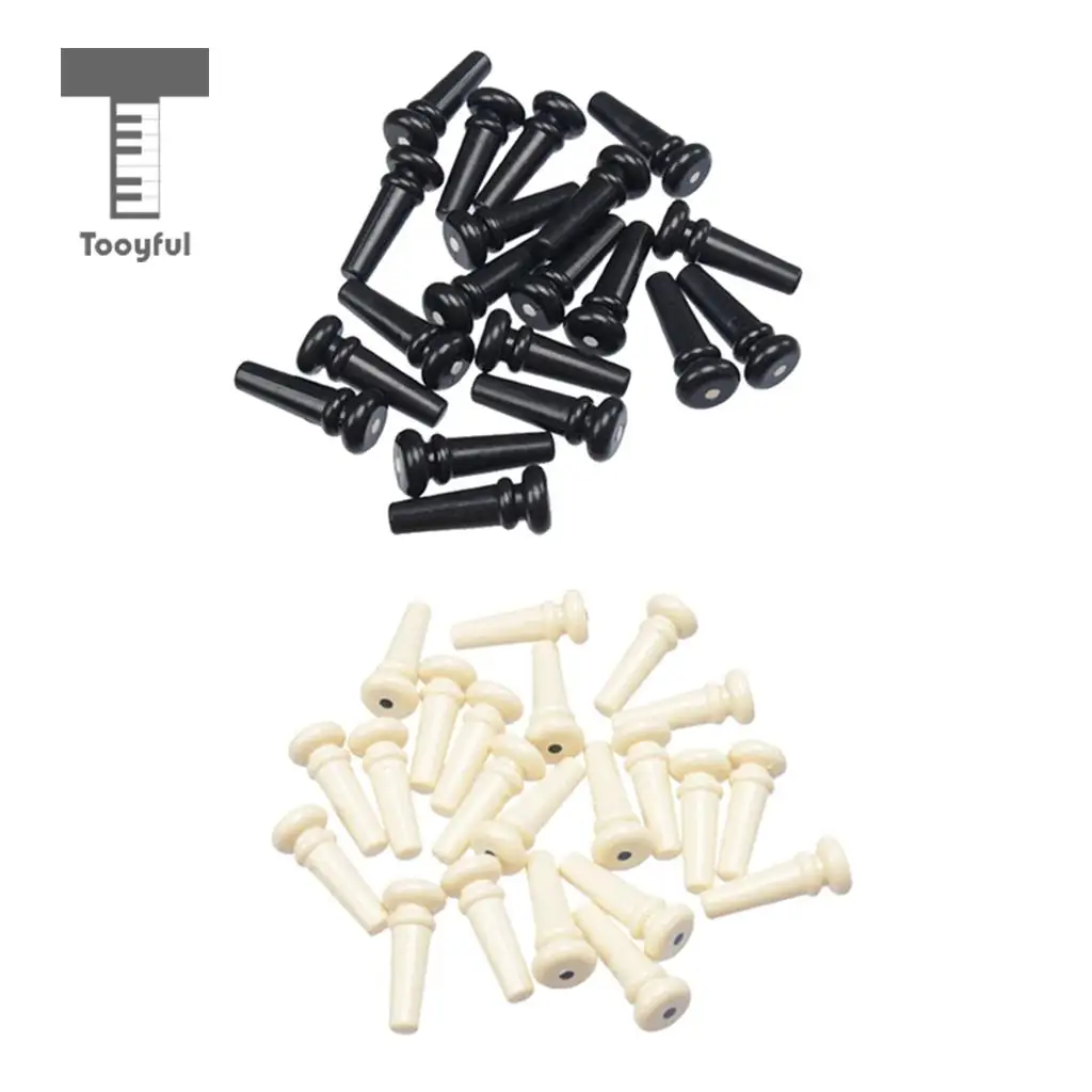 20pcs Acoustic Folk Guitar Plastic Endpins with Dot Inlay Black