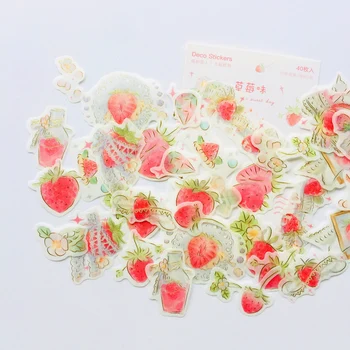 

Summer Style Strawberry & Milk Tea Paper Adhesive Label Stickers Hand Account Decoration Stickers