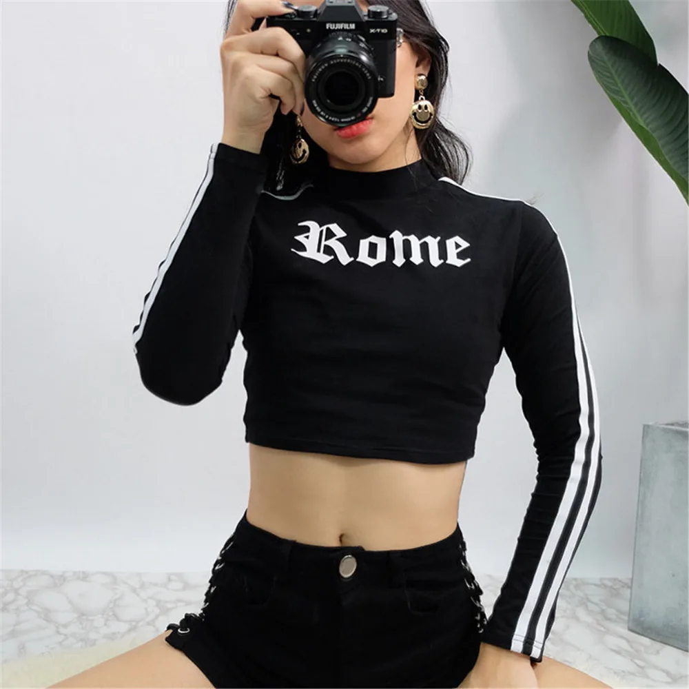 Summer Sexy T-Shirt Women open Navel O-Neck Long Sleeve Reverse Back Wear Design Tops Women's t shirts S M L Size 2018 New