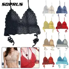 Женский летний короткий топ сексуальный топ на бретельках Женская Девушка без спинки Вязание крючком Холтер пляжный бикини бюстгальтер на бретельках укороченный топ