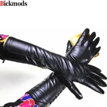 Eldiven Guantes gants en cuir pour femmes, 38cm de Long, Style boutons, doublure droite en velours de mouton, chaud, automne et hiver, nouvelle collection 2019 