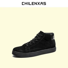 CHILENXAS 2017 Winter Leather Shoes Men Casual Height Increasing Lace-up Solid Light Breathable Comfortable Pig Suede Waterproof