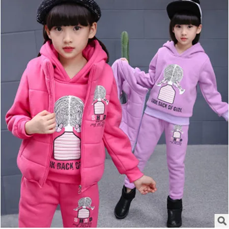 

Girls fall and winter clothes 2016 new children's clothing girls three-piece suit big virgin casual sweater vest 2-12 years 5