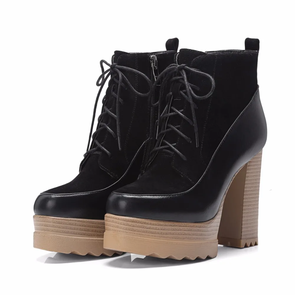 Mode Taille Bottes 42 Dentelle 34 Asumer Automne Jusqu'à Pour Ote Apricot Femmes La Haute Hiver Dames forme Cheville Plate Zip Grande noir Talons gris Ronde 0qwtw5I