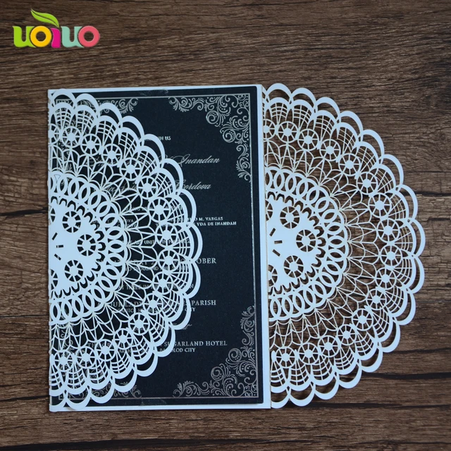 Us 680 Lace Cetak Pasokan Pernikahan Laser Cut Undangan Pernikahan Kartu Dengan Kosong Kertas Dalam Dan Menyelimuti Di Kartu Undangan Dari Rumah