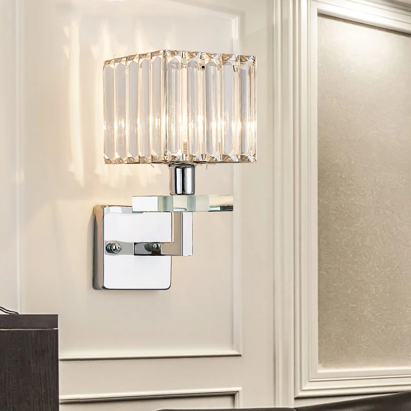 

Salon Long Crystal Bar Wall Lamp for Living room Hotel wall fixtures Modern Tv crystal shade Wall Light Bedroom church wall Lamp