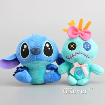 

Cartoon Lilo and Stitch & Scrump Cute Mini Plush Pendant with Keychain Kawaii Soft Stuffed Dolls 10-14 cm