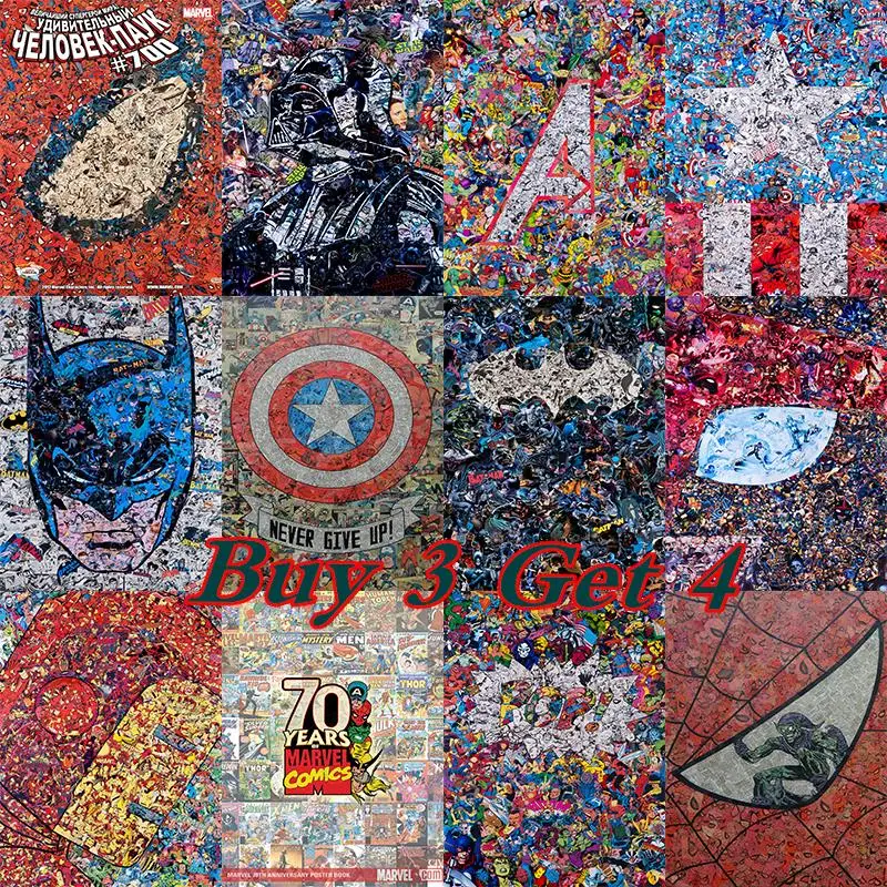 

Superman Hot DC Superhero Comic Collage Movie A3 Art White cardboard Poster Painting Print Posters Home Decor For Wall No frame