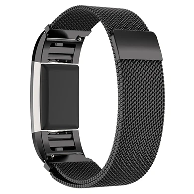 S/L Регулируемый магнитный Миланцы ремешок для Fitbit Charge 2 браслет Нержавеющая сталь металлический ремешок для Fitbit часы+ разъем - Цвет: black