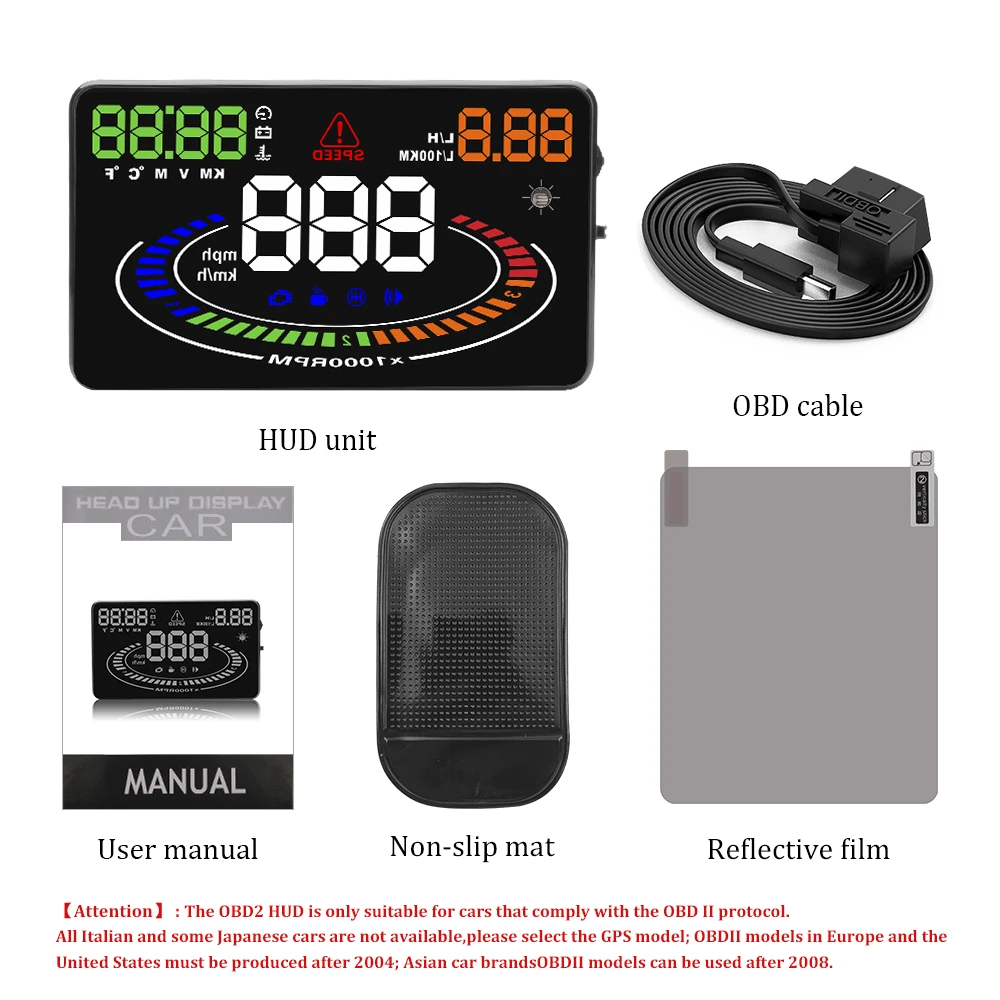 HUD OBD2 дисплей головы вверх автомобиль велоцид proyector OBD UE MPH км/ч цифровой Coche velocimetro