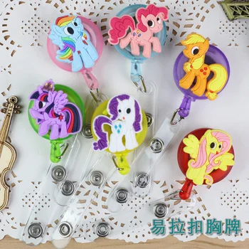

Washi Nurse Retractable Badge reel ID Card Clip ID Badge Cute Little Colt Name Tag Card Holder Reel For School Office Company
