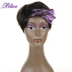 Blice короткие Синтетические Ombre Цвет Искусственные парики 100% парик с канекалоном афро американский природа Средний размеры парик для женщин