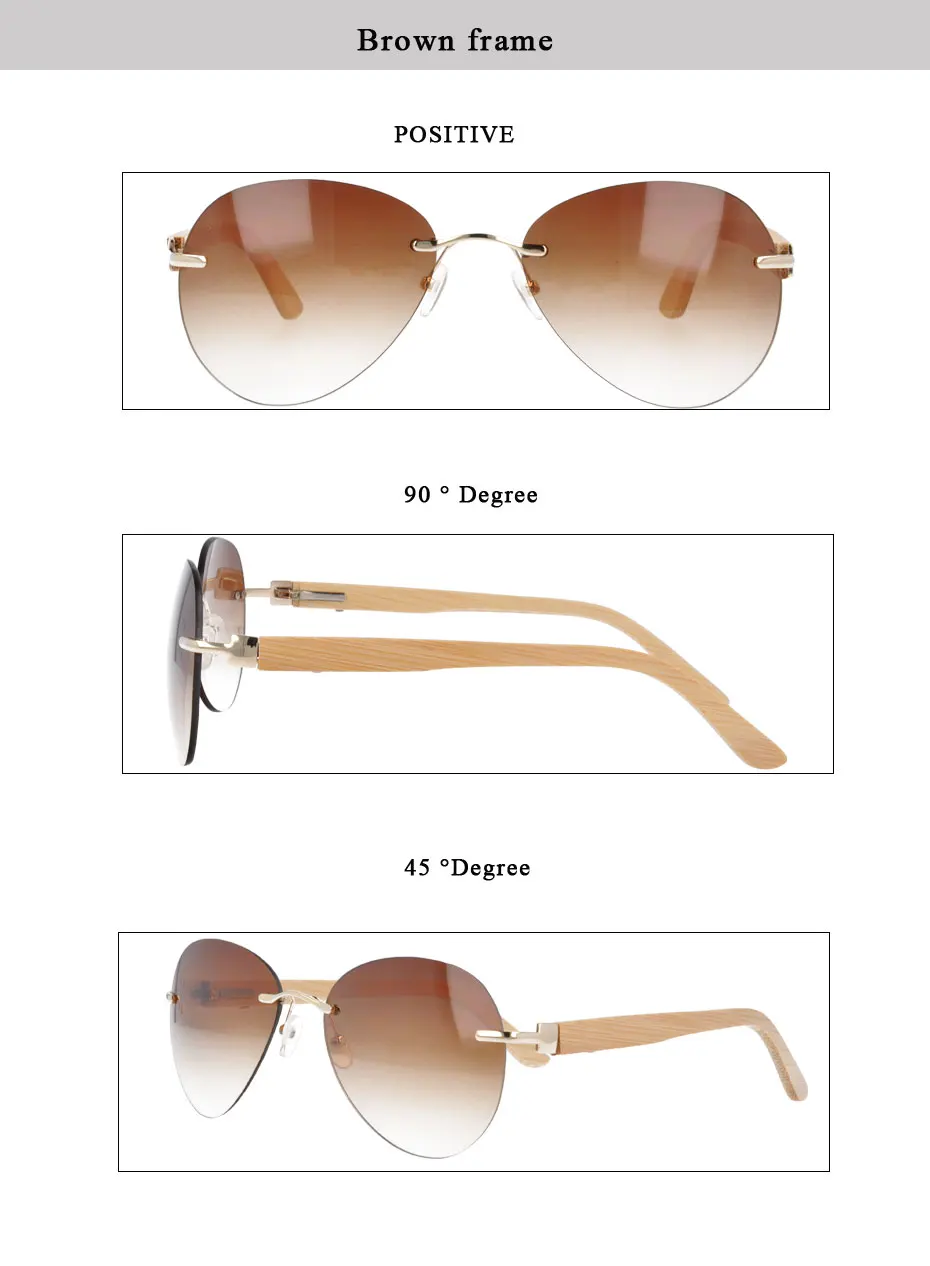 Без оправки Солнцезащитные очки Зонт с бамбуковые дужки пружинным шарниром солнцезащитные очки UV400 15029