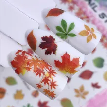 1 лист гвозди в стиле ретро дизайн 3D DIY стикер ногти Шарм Дизайн ногтей стикер кленовые листья тонкий клей Декор Маникюр ломтик