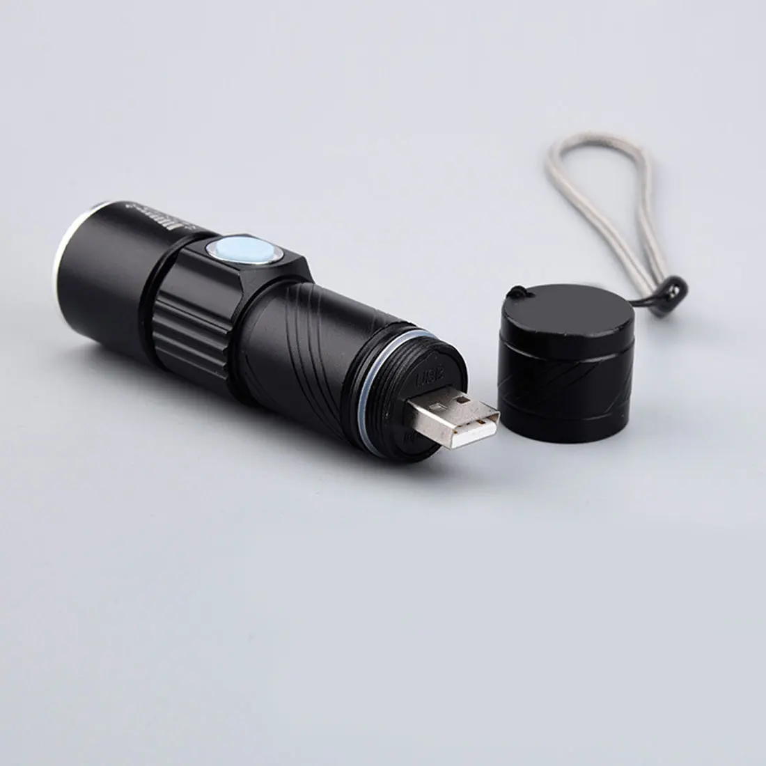 

Bike Pocket LED Zoomable Lamp USB Handy Powerful LED Flashlight Rechargeable Torch usb Flash Light For Hunting Black
