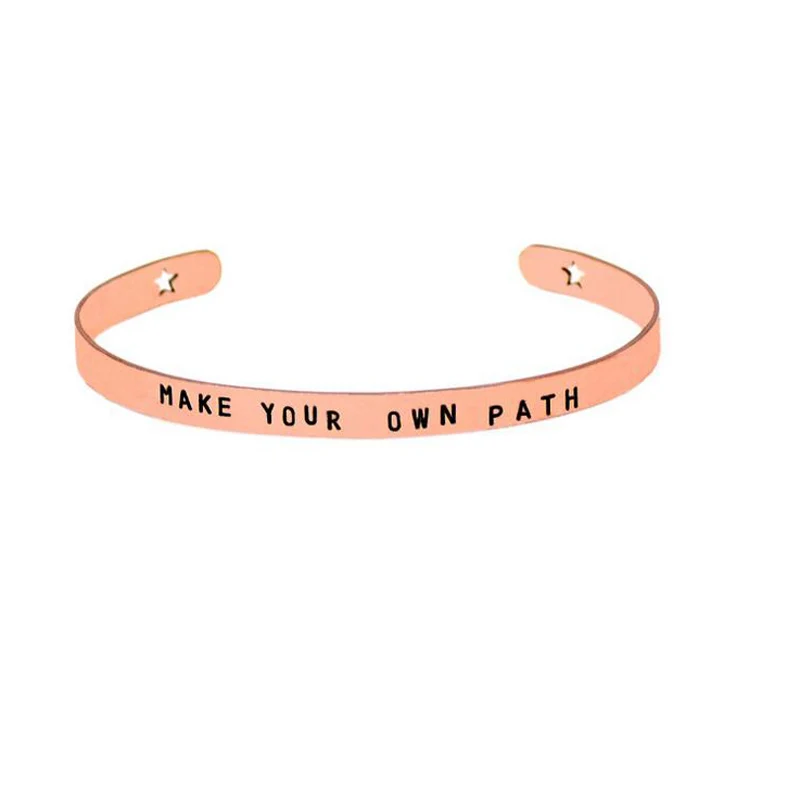 9pcs Lot Open Cuff Bangle Bracelet Engraved Make Your Own Path 9pcs Lot Open Cuff Bangle Bracelet Engraved Make Your Own Path Inspirational Quote Mantra Bracelets For Women Christmas Gift In Bangles From Jewelry
