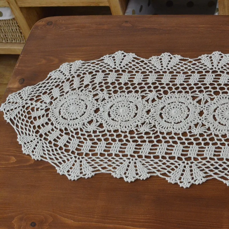 Handmade Crochet Lace Tabela Runner, Muitos tamanhos disponíveis