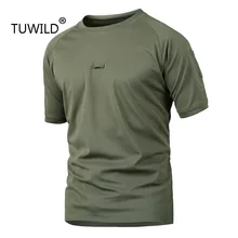 Мужская Летняя быстросохнущая камуфляжная футболка с короткими рукавами для активного отдыха с круглым вырезом, военная альпинистская футболка, дышащая 5XL