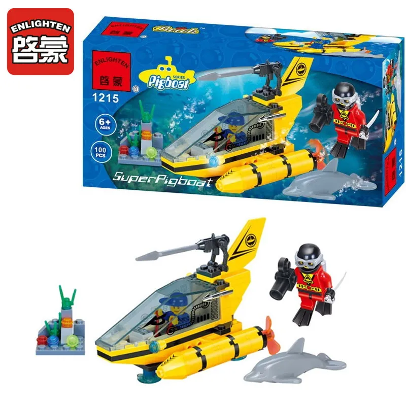 

1215 ENLIGHTEN City Series Dolphin Observation Submarine Model Building Blocks Action Figure Toys For Children Christmas Gift