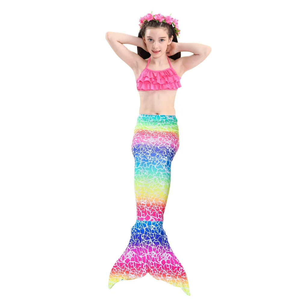 Детский купальный костюм с хвостом русалки для девочек, купальный костюм-бикини, купальный костюм с хвостом русалки
