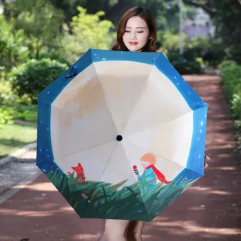 

Umbrella Rain Women Prince Three Folding Umbrella Wind Resistant Frame for Women Mini Pocket Umbrella WZP160-1