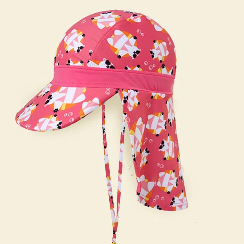 Kids Children Summer UPF 50+ UV Protection Outdoor Beach Sun Hat Boy Girl Swim Cover Flap Cap Adjustable Dinosaur Cap Swimwear