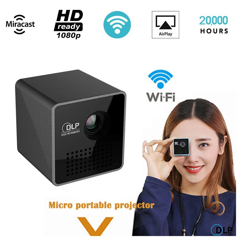 Mini Projector 1080P Wireless WIFI Mobile Projector Support Miracast DLNA Pocket Proyector home theater 5.1 DLP Beamer Battery Mini Projector 1080P Wireless WIFI Mobile Projector Support Miracast DLNA Pocket Proyector home theater 5.1 DLP Beamer Battery