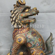 Bi001327 Дворец Китайской Перегородчатой Фиолетовый Бронзовый Золото Охранник Дракон Kylin Зверь Статуя Льва