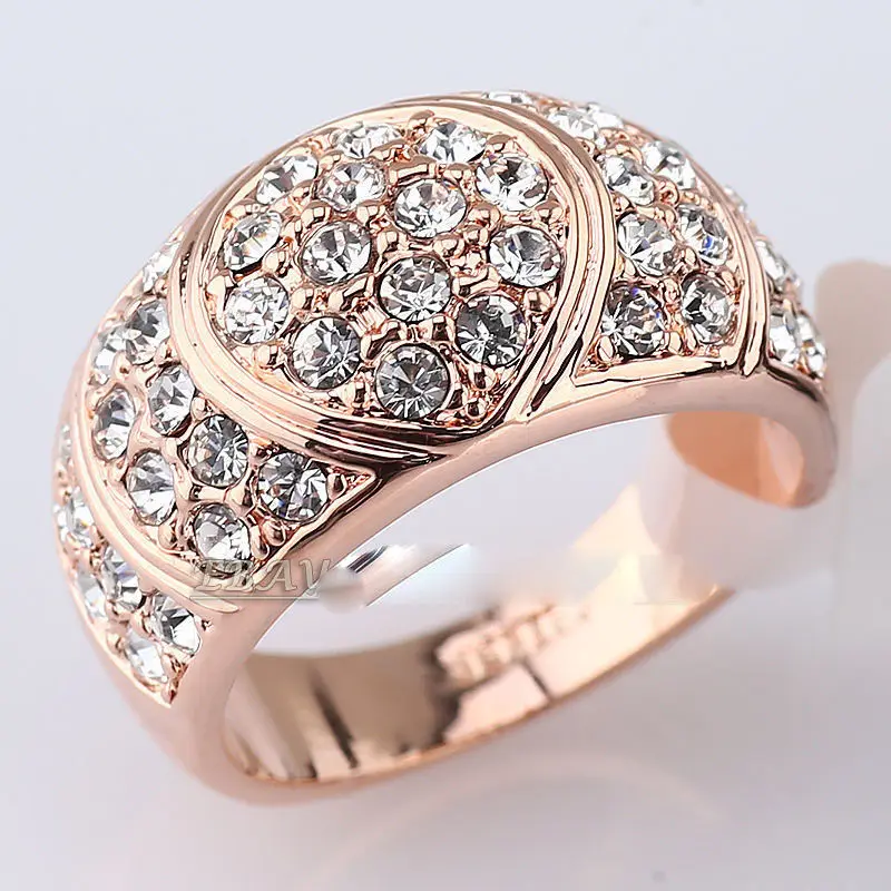 FREE shipping> Simulated Sapphire Fashion Ring 18KGP use Crystal Size 6.7.8.9.10#