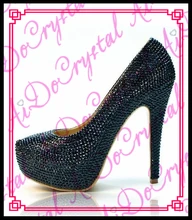 Aidocrystal Fashion Women Round Toe Height Platform Extreme High Heels Shoes 16CM Sexy Pumps Nightclub Evening Party Black 40