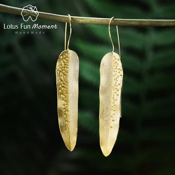 

Lotus Fun Moment Real 925 Sterling Silver Fashion Jewelry Creative Design Dewdrops On Willow Leaves Dangle Earrings Brinco