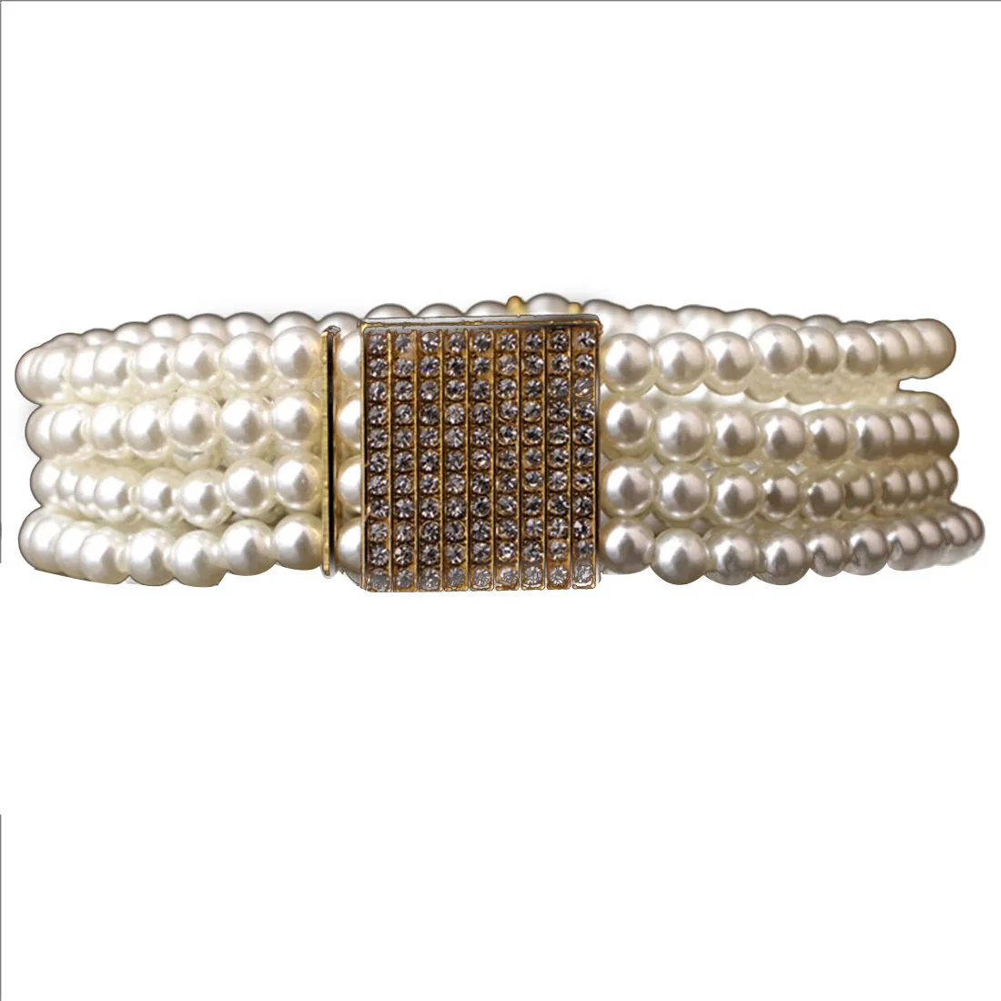 Charming Elegant Women Elegant Gold Buckle Belts Inlaying Rhinestone