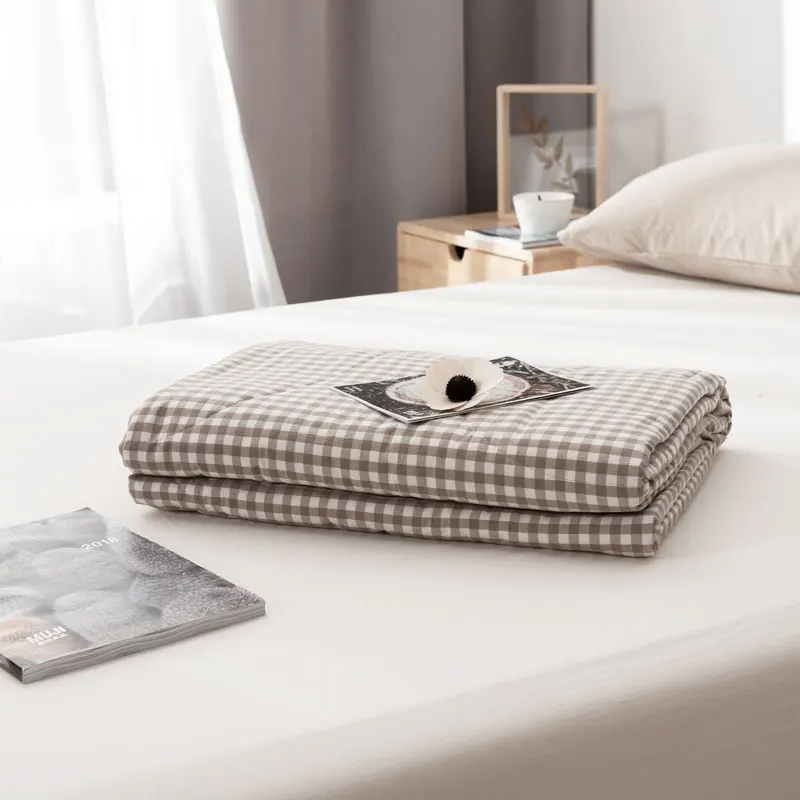 

japan style water washed 100% Cotton Gauze Blanket Muslin Quilt Comforter Bedding Quilted Coverlet Soft Summer Bedding Coverlet
