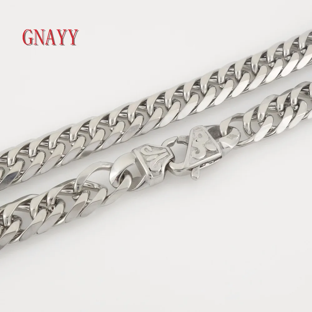 

GNAYY Jewelry Mens Large Huge Stainless Steel Cuban Curb chain Necklace bracelet 12mm/15mm wide 8 inch-40 inch choose