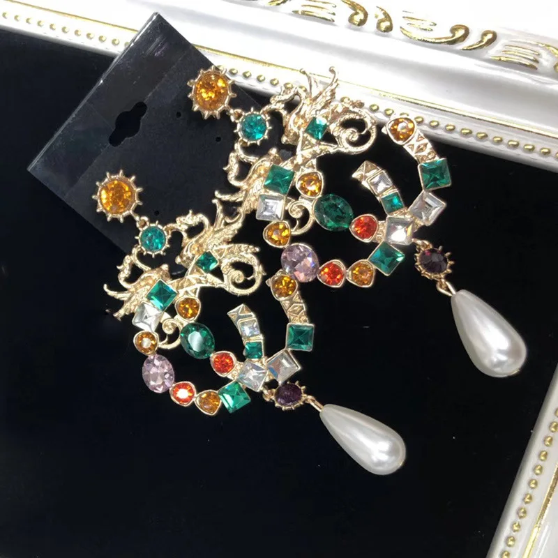 

Show fashion temperament exaggeration color crystal earrings personality