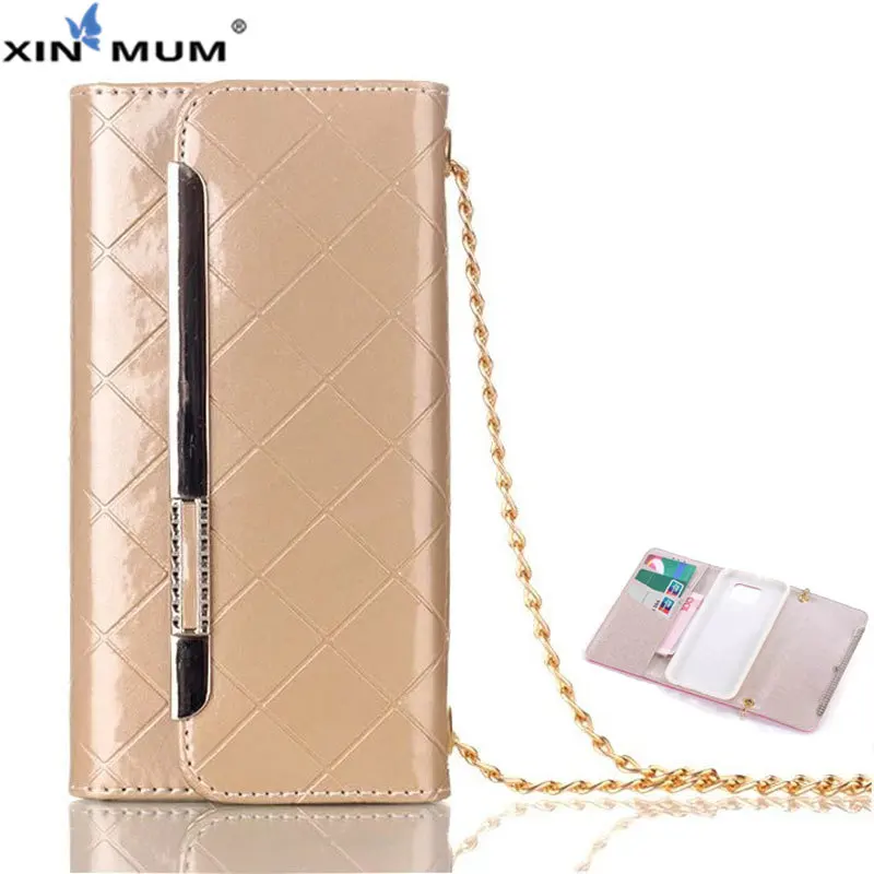 

XIN-MUM Wallet Diamond Bling Phone Pouch Case for Samsung S7 Leather Flip Cover Long Chain Shoulder Bag for S7 G9300 Case