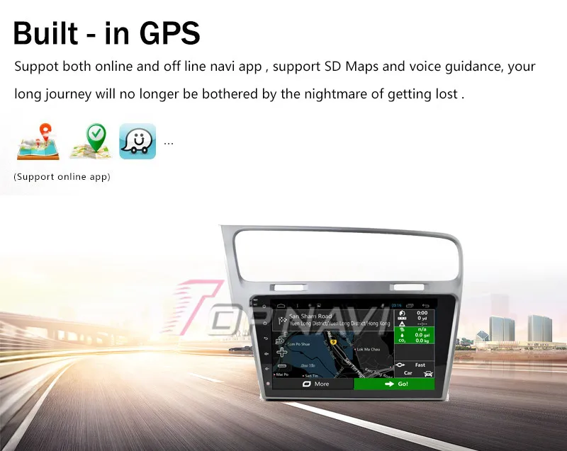 Clearance Topnavi 10.2" Quad Core Android 6.0 Car GPS Navigation for VW Golf 7 Autoradio Multimedia Audio Stereo,NO DVD 30