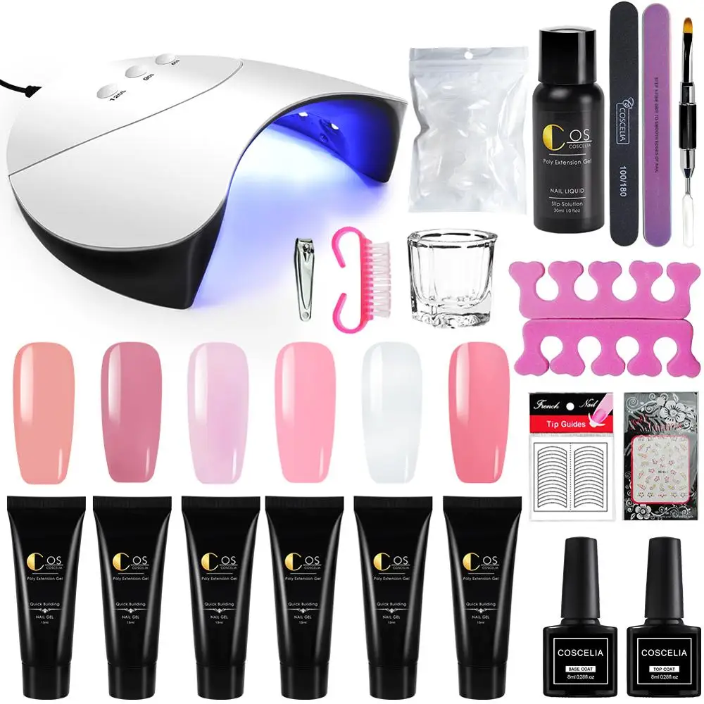 

Poly Gel Manicure Set Extension Hard Jelly Gel LED UV Lamp Nail Polish Art Nail Tools Kit Quick Acrylic Builder Gel For Nail Art